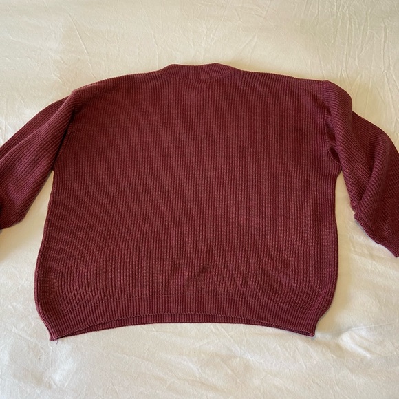 Burgundy crew neck knit sweater - Picture 6 of 6